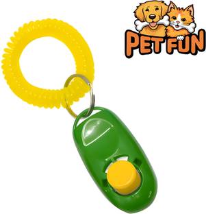 Petfun High Quality Pet Training Clicker (Green & Yellow) Plastic Tug Toy, Fetch Toy For Dog & Cat