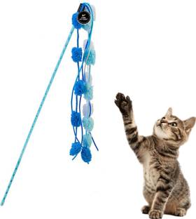 PSK PET MART Cat Teaser Playing Stick & Woolen Interactive Teasing Wand Plastic Stick For Cat