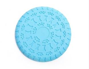 PROBEROS Dog Flying Disc Toy 11 Inch Toss and Retrieve Interactive TPR Teething Toy Blue Rubber Frisbee For Dog