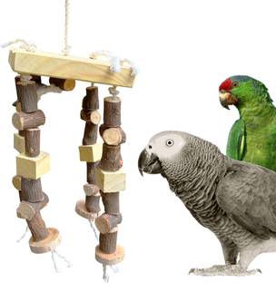 CONGO NATURAL PARROT TREAT Natural Hanging Jhummer Toy Made with Wooden Chew Toy For Bird