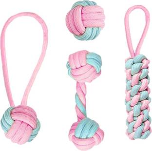 YOUHAVEDEAL Interactive Dog Chewing Rope Ball Toys Set 100% Natural Cotton Playing Teething Cotton Ball, Chew Toy, Soft Toy, Training Aid For Dog