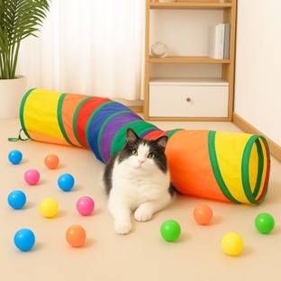 FAB TECH Cat Tunnel Interactive Play Toy for Indoor Outdoor Kitty Puppy Fun Exercise Plastic Soft Toy, Training Aid For Cat