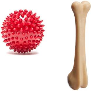Paaltu Furbies Toy Combo (Spike Ball+Nylon Bone medium Size) Nylon, Rubber Ball, Bone For Dog