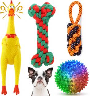 YOUHAVEDEAL Chew Toys Dog Teething Training,Interactive Playing Toy,Dog Rope Toys for Pet Cotton Squeaky Toy, Ball, Fetch Toy, Rubber Toy, Training Aid, Chew Toy For Dog