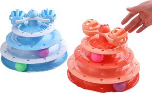 Pet Guard Cat Toy Rollers 4-level Turntable Cat Colorful Balls Physical Exercise Toy Plastic Tough Toy For Cat