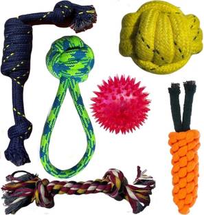 WAGGY TAILS Toys for Puppies & Small Dogs Toys | Rope Ball Toy | Cotton, Rubber Ball, Chew Toy, Rubber Toy, Training Aid, Squeaky Toy, Tug Toy For Dog