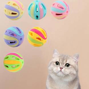 PETANGEL 10 Pieces Cat Toy Balls Pet Cat Kitten Play Balls with Jingle Bell Plastic Ball For Dog & Cat