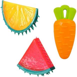 Petfun Petfun-Fruity Fun Chew Toy Trio for Pets: Carrot, Orange, Watermelon Rubber, Polyresin Chew Toy, Soft Toy, Rubber Toy For Dog & Cat