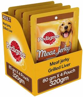 PEDIGREE Meat Jerky Stix, Grilled Liver Flavour, Pack of 4 (80 gm *4) Liver Dog Treat Liver Dog Treat