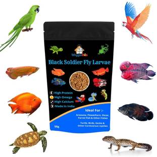 WiggleBoo High Protein Dried Black Soldier Fly Larvae Fish food Turtle Hamster & Reptile Mealworm Fish Treat