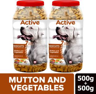 Active Buy 1 Get 1 (2x500gm) Biscuit, Vegetable & Mutton Dog Treat