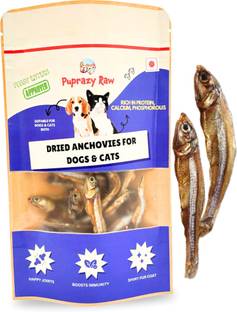 PUPRAZY Dehydrated Anchovies Crunchy Dog Treats, Protein-Packed Immunity,Growth Booster Fish Dog Treat