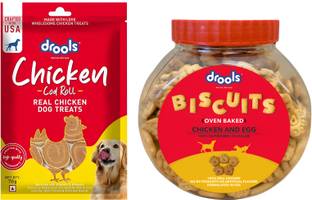 Drools Dogo Biscuits 400 gm with Real chicken Cod roll 70 gm Treat combo pack Chicken Dog Treat