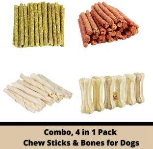 Foodie Puppies 4 in 1 Barksticks Dog Treat Combo for Puppies and Dogs Chicken Dog Treat