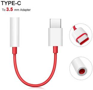 EYNK Red & White Type c to 3.5mm audio jack Converter for Oneplus 6,7,7t,8pro and Type-c devices) Phone Converter