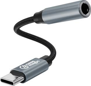 Case-Magic Grey Type C to 3.5mm Audio Jack Adapter with DAC | Hi-Fi Stereo & Braided Aux Cable Phone Converter