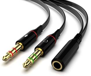ZENIFY Black Gold Plated 3.5 mm Headphone 2 Male to 1 Female 3.5mm Headphone Mic Audio Cable Phone Converter