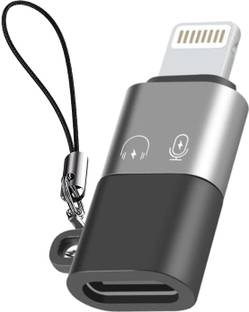 UBRONIK Grey Type C Female to Lightning Male Adapter with Thread Iphone Connector Phone Converter
