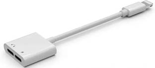 SANNO WORLD White Double Port Splitter, Lightning Headphone Audio & Charging Adapter Phone Converter