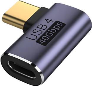 स्केलबी ग्रे Type-C Male to Female Right Angle Adapter 40Gbps 100W PD USB C Splitter फोन कन्वर्टर