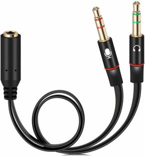 Cute Click Black Gold Plated 2 Male to 1 Female 3.5mm Earphone Mic Audio Y Splitter Phone Converter