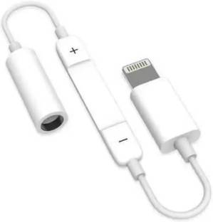 SANNO WORLD White Lightning to Headphone Jack Adapter with Volume Control Phone Converter