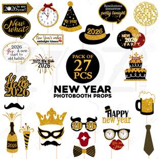 ZYOZI Happy New Year Decorations 2024- New Years Eve Photo Booth Props (27 Pcs) Photo Booth Board