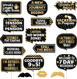 ZYOZI Retirement Photo Booth Props for Retirement Party Decorations (Pack of 17) Photo Booth Board