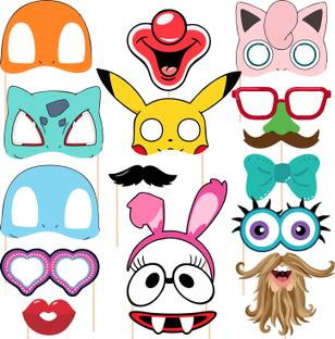 ZYOZI Pokemon Theme Photo Booth Props - Poke Theme Party Props (Pack of 16) Photo Booth Board