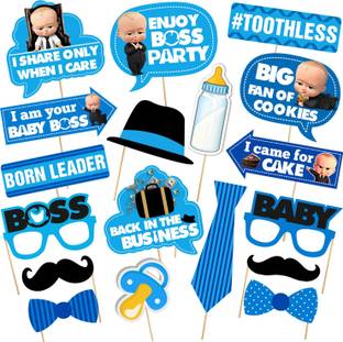 ZYOZI Boss Baby Birthday Props 18 Pieces for Boss Baby Decorations Photo Booth Board