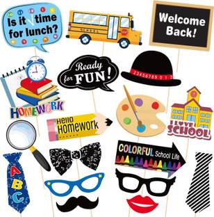 ZYOZI 18 Sets Back to School Photo Booth Props Kit - First Day of School Camera Props Kit Party Supplies for Kids and Adults Photo Booth Board