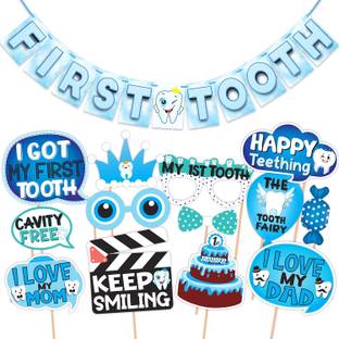 Wobbox First Tooth Props, My First Tooth Banner, Baby First Tooth Decoration Item (3) Photo Booth Board