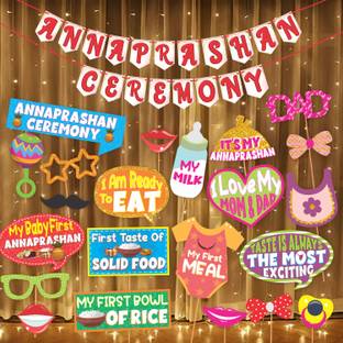 Wobbox Annaprashan Props, Annaprashan Banner,Annaprashan Decoration Items(27Pc)(FP5698) Photo Booth Board