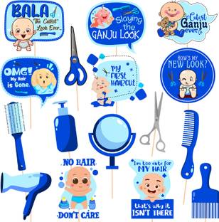 ZYOZI First Hair Cut / Mundan Ceremony Decorations Photo Booth for Boy (Pack of 16) Photo Booth Board