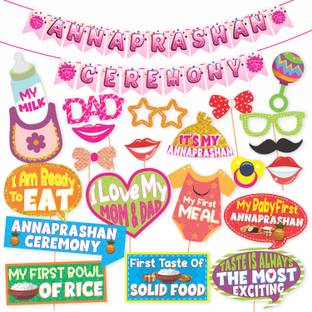 Wobbox Annaprashan Props, Subh Annaprashan Banner, Annaprashan Decoration Kit-39 Photo Booth Board