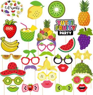 ZYOZI 30 Pieces Frutti Photo Booth Props,Frutti Selfie Props Themed Birthday Supplies Photo Booth Board