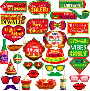 ZYOZI Diwali Party Photo Booth Props, Funny Photo Booth Props For Diwali (30Pcs) Photo Booth Board