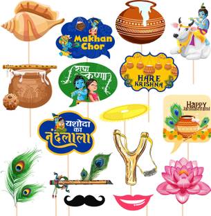 ZYOZI JANMASHTAMI Photo Booth Props / JANMASHTAMI Decoration Props 16 Pcs Photo Booth Board