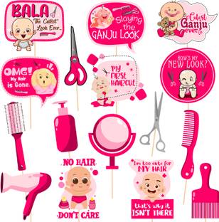 ZYOZI My First Hair Cut /Mundan Ceremony Decorations Photo Booth for Girl (Pack of 16) Photo Booth Board