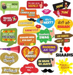 ZYOZI 24 Pcs Wedding Props for Bride and Family Photo Booth Bridal Shower Decoration Photo Booth Board