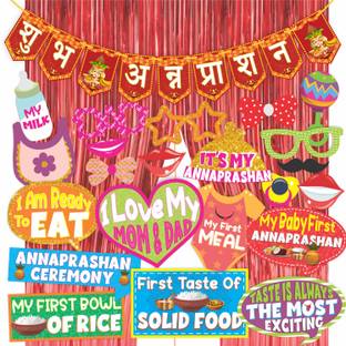 Wobbox Annaprashan Props, Subh Annaprashan Banner, Annaprashan Decoration Kit-7 Photo Booth Board