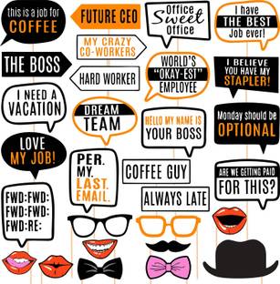 ZYOZI 29 pcs Office Party Photo Booth Props,Funny Adult Work Party for Office Birthday Photo Booth Board