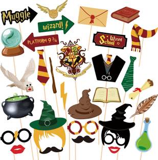 ZYOZI 30PCS Harry Potter Theme Photo Booth Props,Wizard Castle Party Photo Booth Props Photo Booth Board