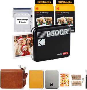 KODAK Mini 3 Retro 3" X 3" (60 Sheet Bundle, Carry case, accessory Bundle) Photo Printer