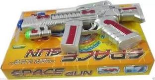 Pay Click Space Gun Toy with LED Matrix Flashing Rotating Guns & Darts (Multicolor) (Space Gun)