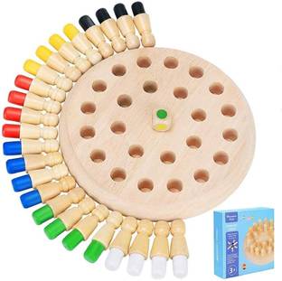 Toys Wooden Memory Matchstick Chess Game, Multicolor Kids Intelligence Game I Made in India, Multicolor Matching Games, Wooden Memory Match Stick Chess Game (Wooden)