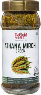 Delight Foods Rajasthani - Athana Mirchi Green Marwari Pickles and Chutney | Pure Mustard Oil | Achaar | Stuffed Green Chili Pickle | No Citric Acid Green Chilli Pickle