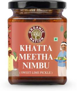 Organic Nation Khatta Meetha Nimbu | Homestyle Taste |No Preservatives | Tangy & Sweet | 300g Lime Pickle