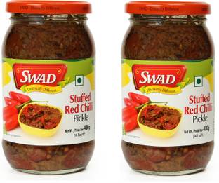 SWAD Distinctly Different Stuffed Red Chili Pickle/Aachar | 400g Each Red Chilli Pickle