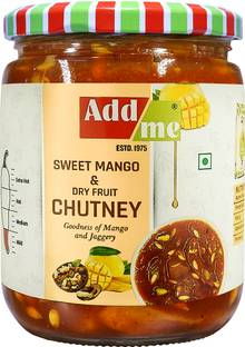 Add me Sweet Navratan Mango Chutney Pickle with Dry Fruits 600g aam ki khatti meethi Achar Without Oil aam ki chatni Glass Pack Mango Pickle